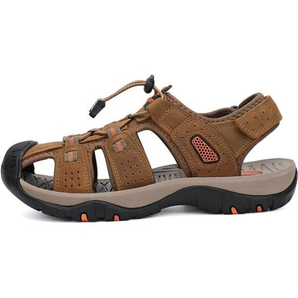 FLARUT Mens Hiking Sandals Closed Toe Leather Water Shoes Outdoor Trail Sport main image 6